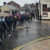 Protesters made their way down Main Street.