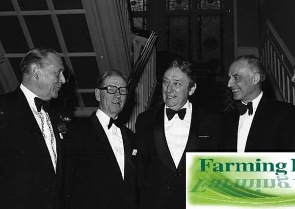 Pictured at the Northern Ireland Grain Trade Association annual dinner at the Culloden Hotel, Holywood, in April 1980 are: Mr S G Saint, right, with, from left, Mr F R Alexander, president, GAFTA, Mr J G Keeling, UKASTA, Mr W E Stitt, GTA chairman, and Dr James Young, head of Northern Ireland Department of Agriculture. Picture: Farming Life archives