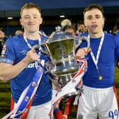 Linfield’s final goalscorers Shayne Lavery (left) and Joel Cooper. Pic by PressEye Ltd.