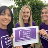 Ballymena woman, Megan McCluskey (left) who is taking part in a gruelling challenge to raise money for AMH and to raise awareness for mental health issues, alongside her pals Kyla and Claire
