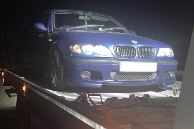 Car seized by police after a pursuit.