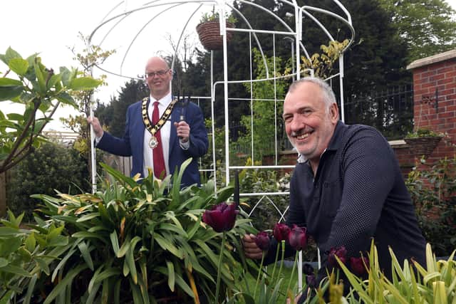 Cllr Jim Montgomery launches this year's Best Kept Garden competition. He is joined by last year's winner of the Best Kept Garden Award, Tony Addison.