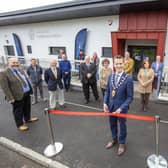 The Mayor, councillor Peter Johnston, officially opening the Sandy Bay Centenary Pavilion.