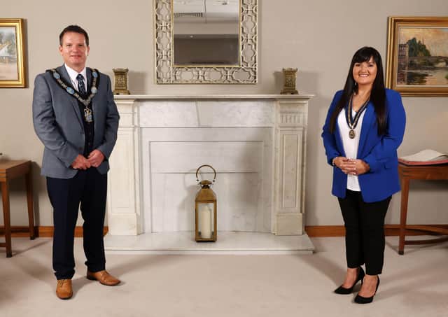 The new Lord Mayor of Armagh City, Banbridge and Craigavon Borough Alderman Glenn Barr, and Deputy Lord Mayor, Councillor Jackie Donnelly.