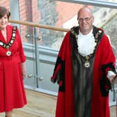 Outgoing Mayor Cllr Jim Montgomery and Deputy Mayor Cllr Noreen McClelland