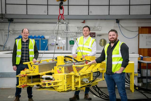 Pictured, from left, Nick McNally, commercial director with Matthew Drumm, BD manager and Sean Conway, managing director, at Decom Engineering.