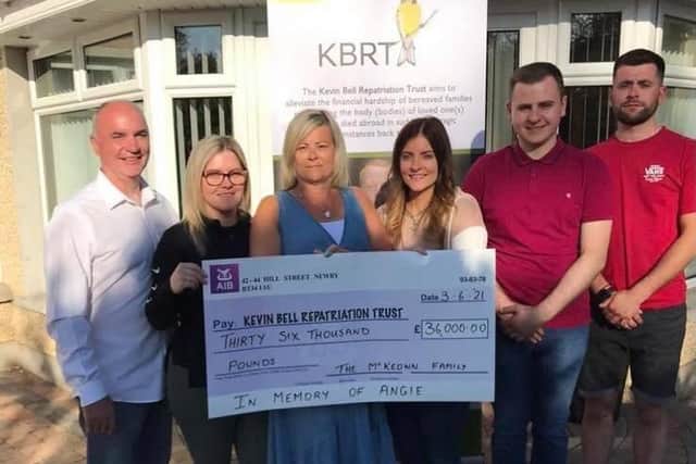 The family of Angie McKeown who raised £36k for the Kevin Bell Repatriation Trust.