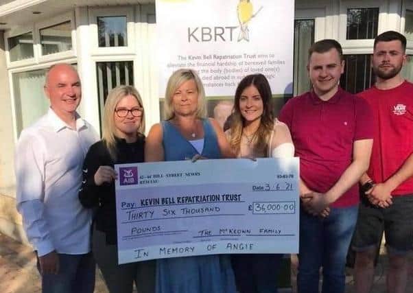 The family of Angie McKeown who raised £36k for the Kevin Bell Repatriation Trust