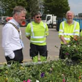 The Mayor of Causeway Coast and Glens Borough Council Alderman Mark Fielding pictured at Limavady depot with Eugene McLaughlin, George Keeley and Owen Anderson