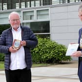 Douglas McClarty, author of Plastic Sandals, pictured with the Mayor of Causeway Coast and Glens Borough Council Alderman Mark Fielding