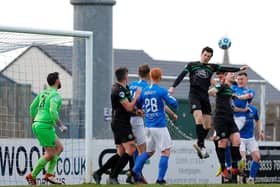 Danny Wallace in action for Warrenpoint Town against Glenavon