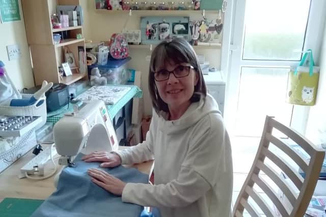 Isobel Lowry sewing scrubs