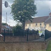 Security forces in attendance at Glanroy Avenue.