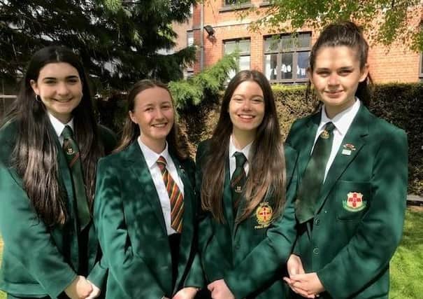 Left to right Holly Thompson, Eden Wilson, Alice Francey, Beth Eccles of Friends' School Lisburn