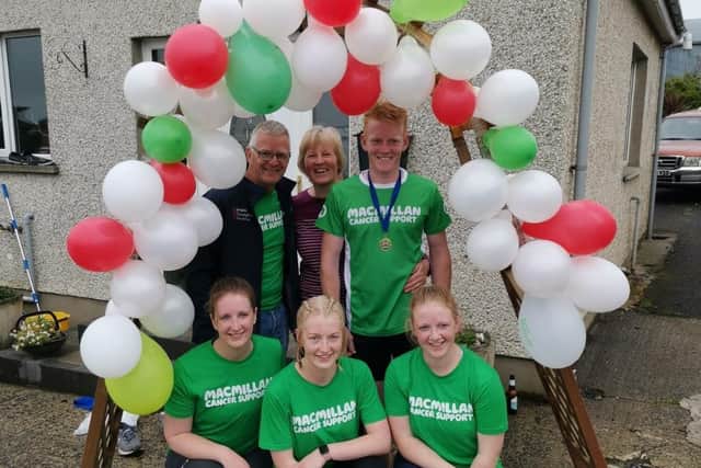Ryan is pictured with his sisters Karen Rigg, Ruth Adams, Claire Nevin, his dad John and his mum Elaine