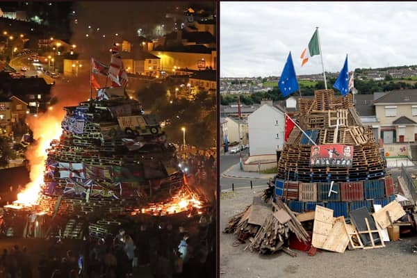 Previous bonfires in the Bogside and Fountain estates in Londonderry.