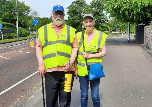 Davy and Teresa Boyle who are walking the equivalent of Coleraine to Cork within the Triangle area