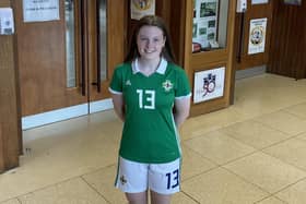 Northern Ireland U19 player Abby Redmond at Carrickfergus Grammar School.