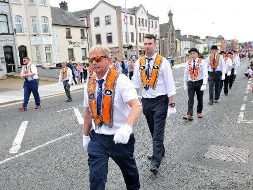 On the march at the last Twelfth of July parade in Cookstown.