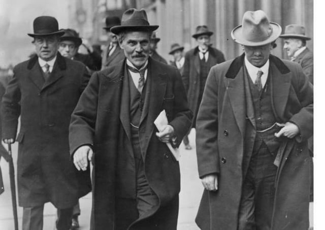 British PM Ramsay Macdonald, pictured, second from left