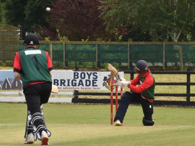 Ballyspallen professional Damith Perera scooped this one to the boundary during their loss to Newbuildings. Picture by Lawrence Moore