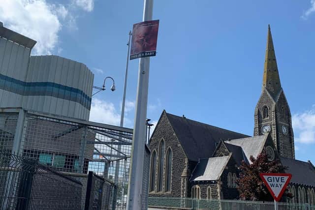Graphic anti-abortion posters have appeared in Lurgan.