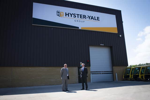 At Hyster Yale factory in Craigavon.