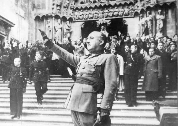 General Franco at Burgos Cathedral after attending the Requiem for the late Primo de Rivera, founder of the Nationalist Movement in Spain