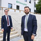 Kilwaughter Minerals Ltd Chief Executive Gary Wilmot, left, welcomes David Grace to the Co Antrim-based quarry and mineral processor as its new Sales Director. David will have responsibility for leading the sales and technical sales functions across Kilwaughter’s portfolio of brands including K Rend, K Systems and Kilwaughter Lime.