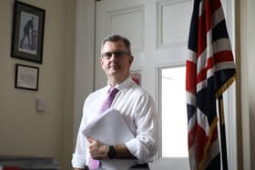 Sir Jeffrey Donaldson MP pictured in his office in Lisburn. Photo by Kelvin Boyes / Press Eye