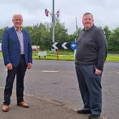 Pictured at the Thaxton Road roundabout is councillor Alan Givan and alderman Paul Porter