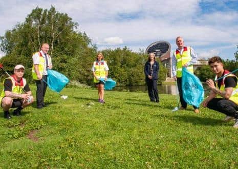 Cllr Eugene Reid at a recent litter pick up in Ballymena.