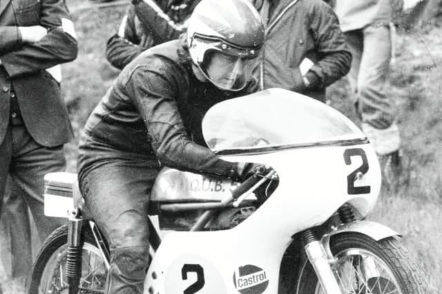 Ray racing the iconic QUB 500 in the early 1970’s (photo credit Jim Morrow)