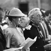 Princess Alexandra stands for hymn singing beside Secretary of State Humphrey Atkins, left, and the Lord Lieutenant for Belfast Lord Glentoran during the consecration service in St Anne's Cathedral in June 1981. Picture: Trevor Dickson/News Letter archives