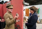 David McCallion pictured with the then First Minister, Arlene Foster MLA, during her visit to the museum in September 2106.