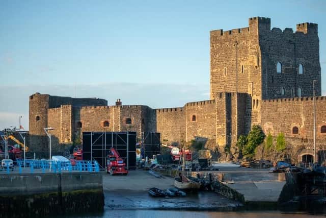 Filming took place at the castle this week.  Photo by Richard Johnston