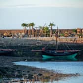 The pier gets a tropical makeover.  Photo by Richard Johnston
