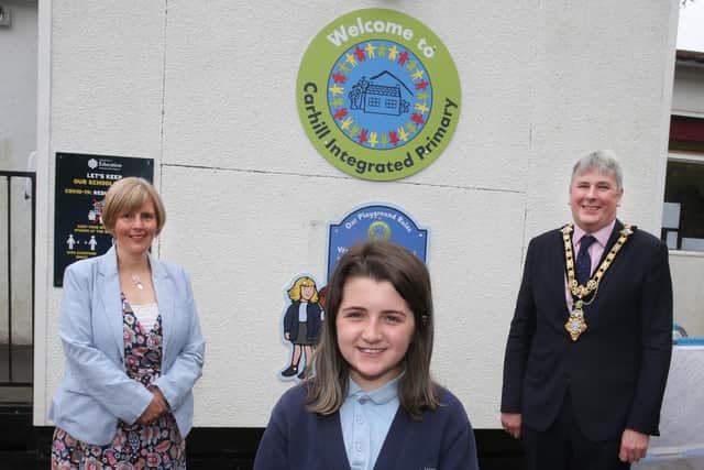 Abigail Scott, a Primary 7 pupil at Carhill Integrated Primary School in Garvagh who won the Green Energy Innovation Competition during Apprenticeship Week 2021 with her Supersorter Recyclobot idea