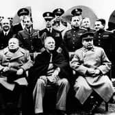 Winston Churchill (left) with Franklin D Roosevelt (centre) and Josef Stalin with their advisers at the Yalta Agreement talks February 1945. The agreement was instrumental to the partitioning of Germany and the inception of the United Nations. Picture: PA News