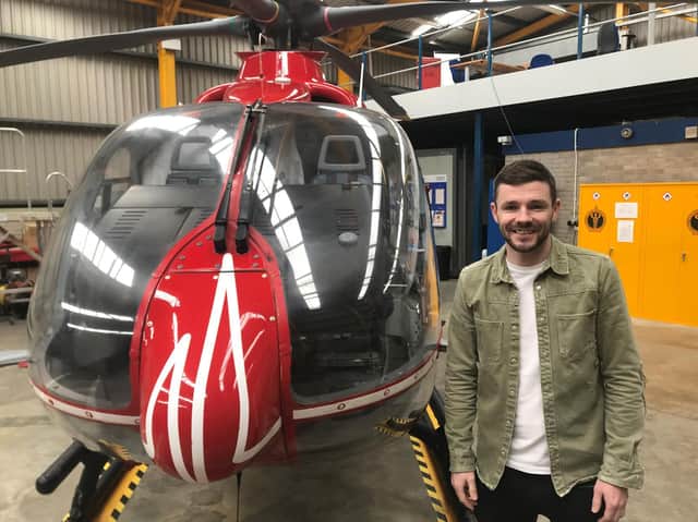 Brendan pictured on his recent trip to visit Air Ambulance Northern Ireland