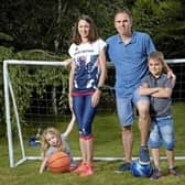 Jo Pavey with her family.