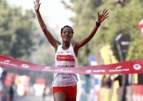 Yehualaw winning in New Delhi last year, will target the Women’s WR at this year’s half marathon.