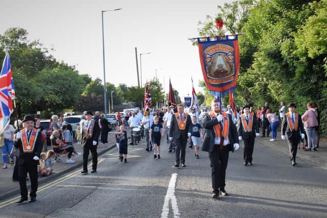 Members of Carnmoney District LOL 25 staged their 'Mini 12th' parade and arch opening ceremony in Glengormley on Wednesday, July 7.