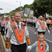 Members of Bennetts Chosen Few LOL No553 on parade in Larne in a previous year.