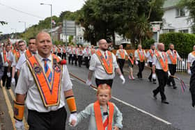 Members of Bennetts Chosen Few LOL No553 on parade in Larne in a previous year.