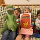 Joshua (5), Evelyn (3) and Benjamin (1) created their own portrait stamp and postcards as part of ‘From me to you- A journey of a postcard’, which saw children explore the journey of one little Bear’s postcard to his Granda Bear