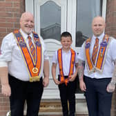 David Hildtich MLA with grandson, Jack and son, Michael, on the Twelfth morning.