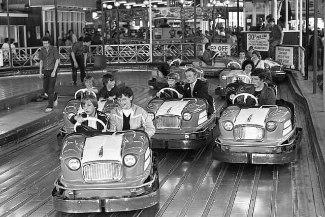 Dodgem racing was a thrill for kids and parents at Barry's Amusements in Portrush in July 1981. Picture: Randall Mulligan/News Letter archives