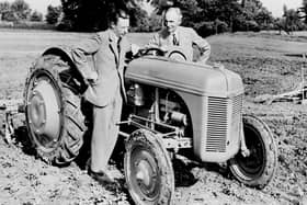 Harry Ferguson and Henry Ford with an early Massey Ferguson tractor. Picture: National Museums Northern Ireland