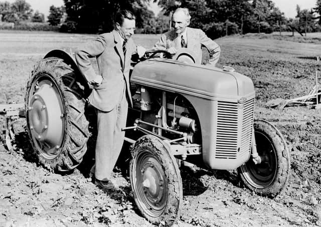 Harry Ferguson and Henry Ford with an early Massey Ferguson tractor. Picture: National Museums Northern Ireland